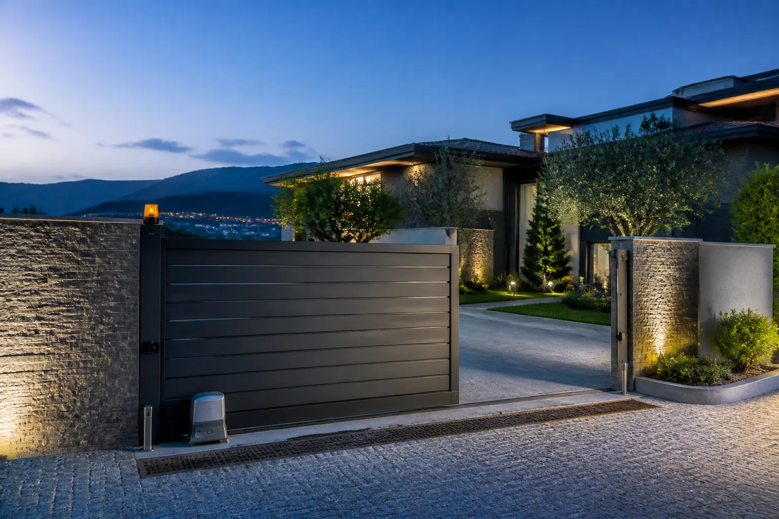 Motorised sliding entrance gate at a property in Bursa